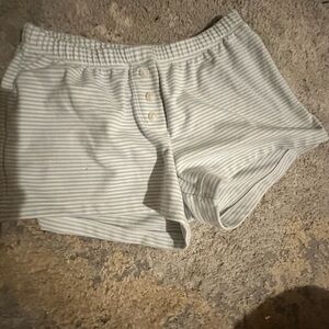 Striped light blue and White Button Shorts